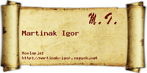 Martinak Igor névjegykártya